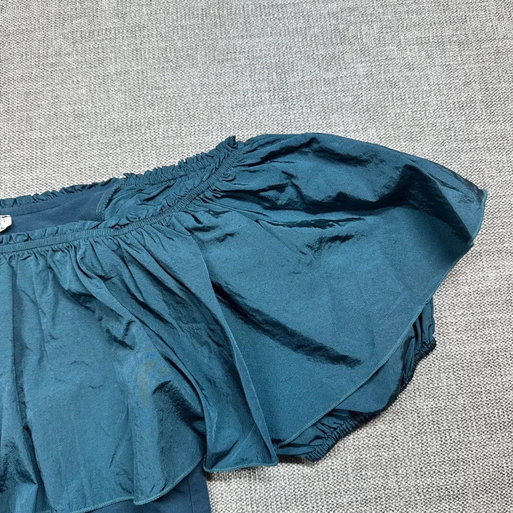 Free People Intimately Bodysuit Women Small Teal  Ruffle Off Shoulder